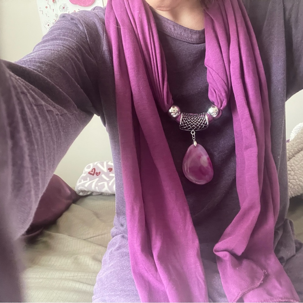 Purple Scarf with Pendant